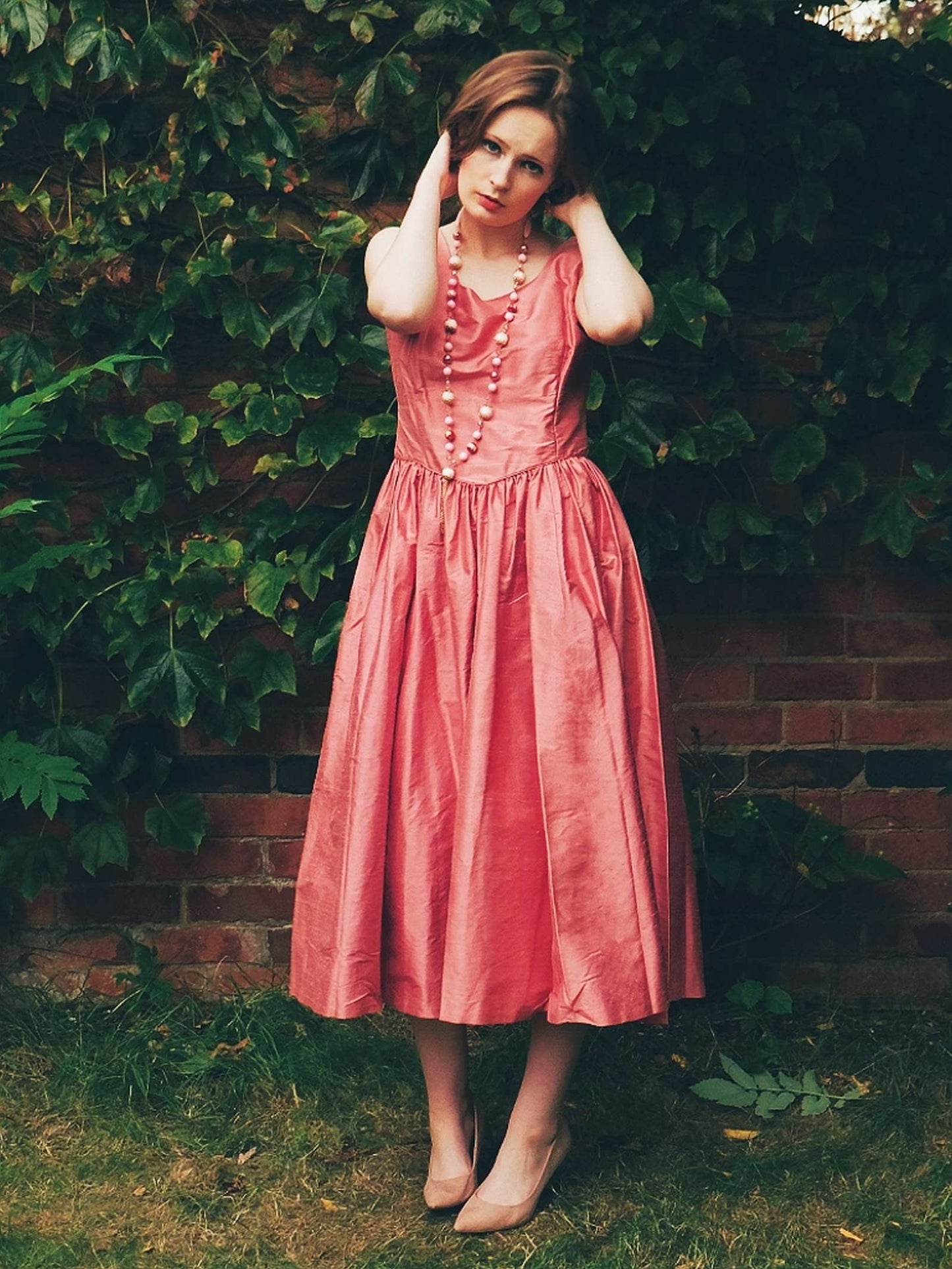 Vintage 1980s Romantic Laura Ashley Pink Silk Dress - English Classics Size 14