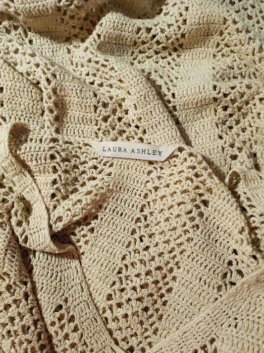 Vintage Laura Ashley Silk and Linen Cardigan 90s Size 12/14