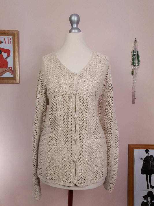 Vintage Laura Ashley Silk and Linen Cardigan 90s Size 12/14