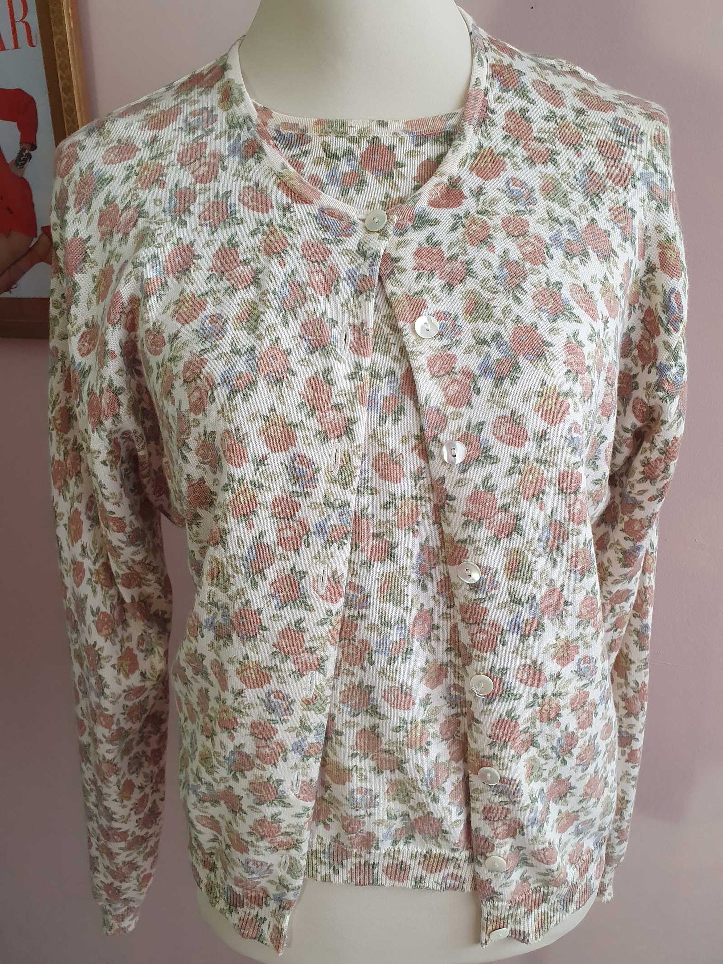 Vintage Laura Ashley Rose Twinset Top & Cardigan Size 16/18 English Classics