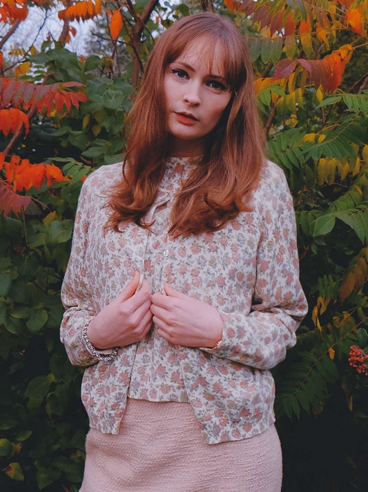 Vintage Laura Ashley Rose Twinset Top & Cardigan Size 16/18 English Classics