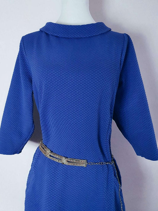 Vintage Laura Ashley Blue Dress Midi - Size 16