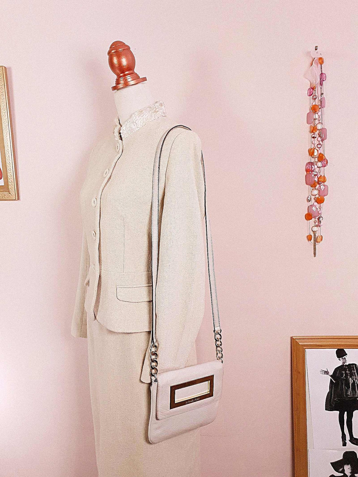 Vintage Laura Ashley Cream Suit Skirt Jacket Set Size 10