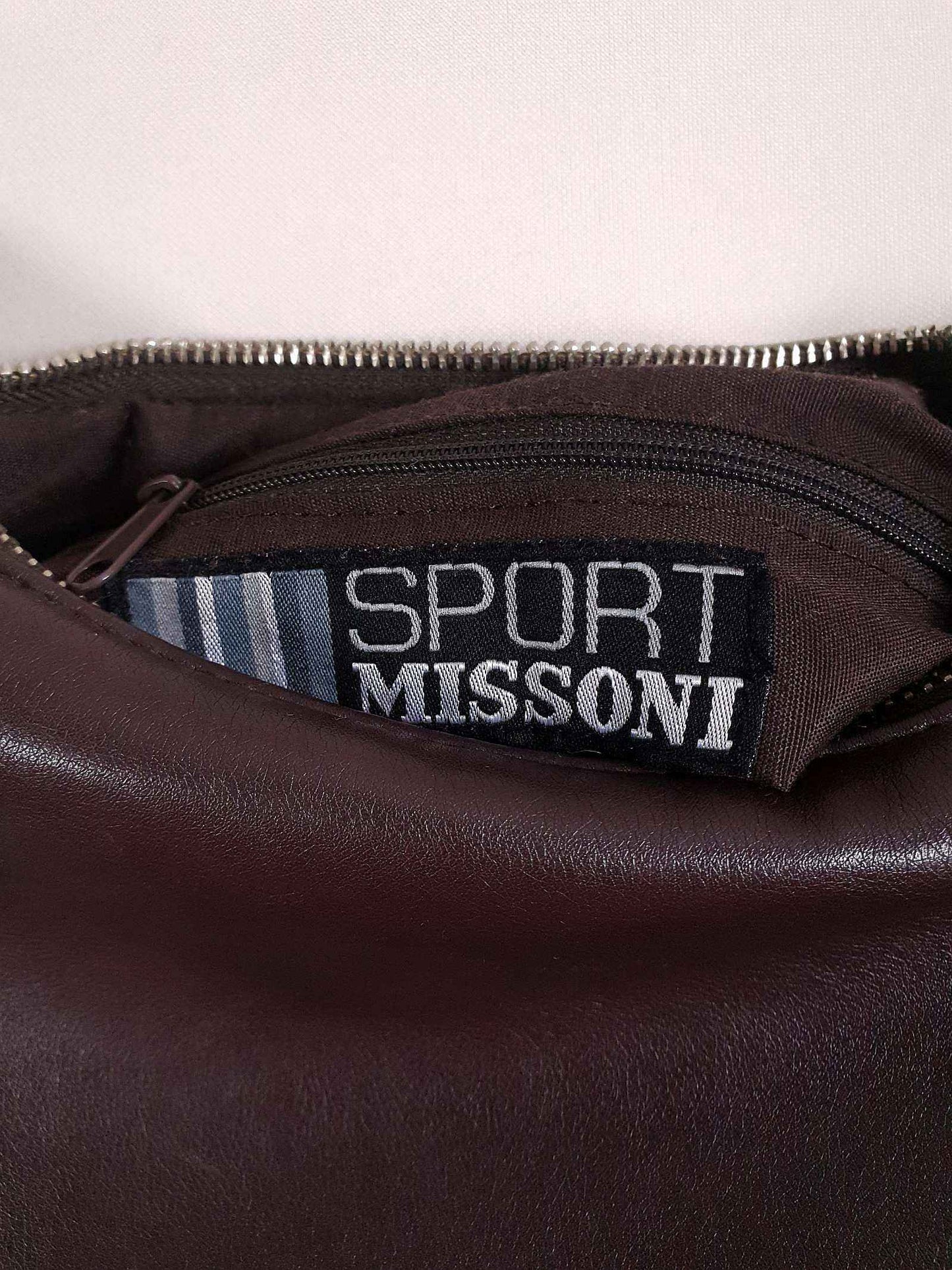 Vintage Missoni Brown Leather Shoulder Bag Handbag