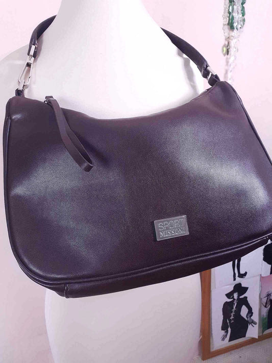 Vintage Missoni Brown Leather Shoulder Bag Handbag