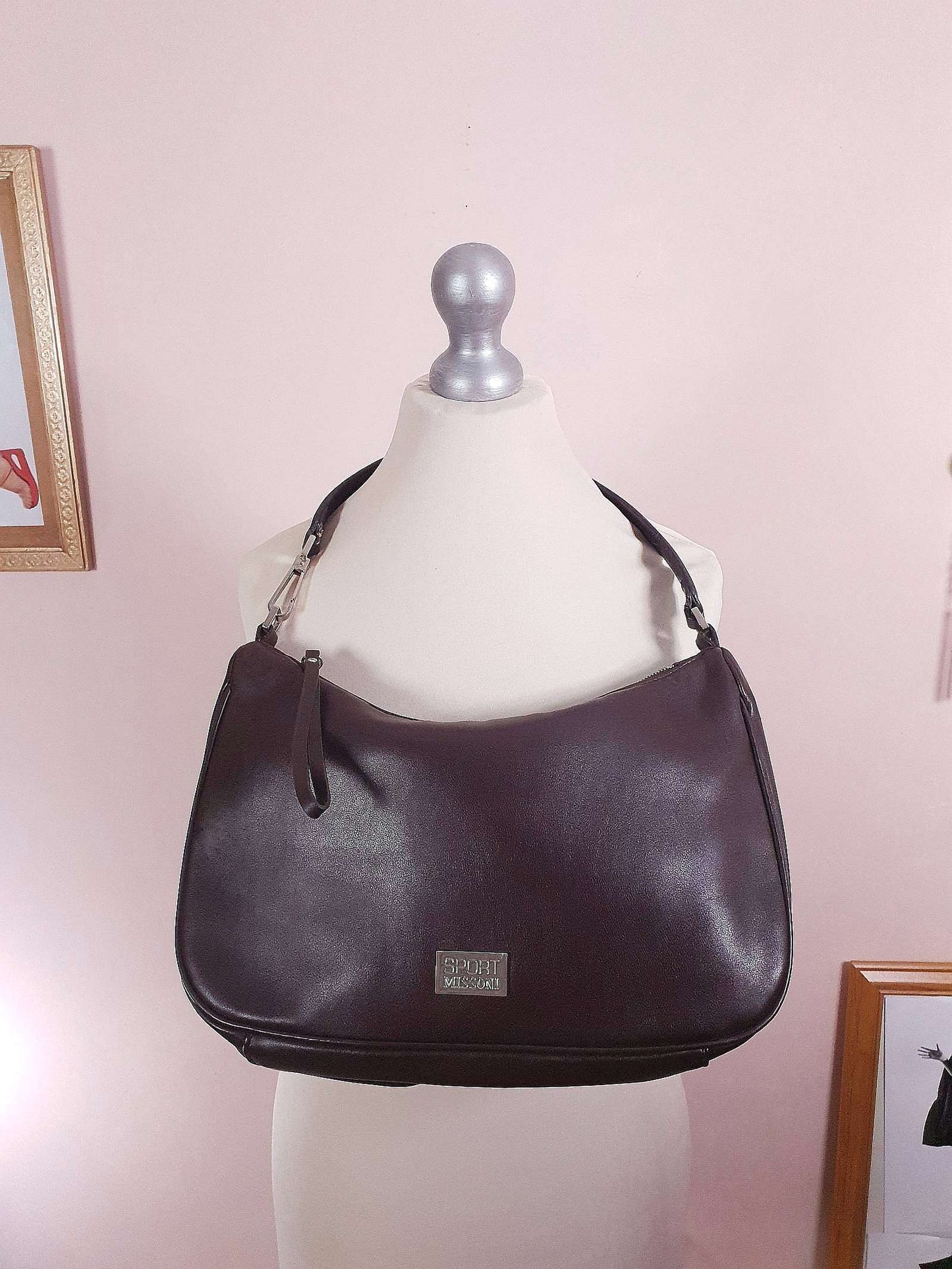 Vintage Missoni Brown Leather Shoulder Bag Handbag