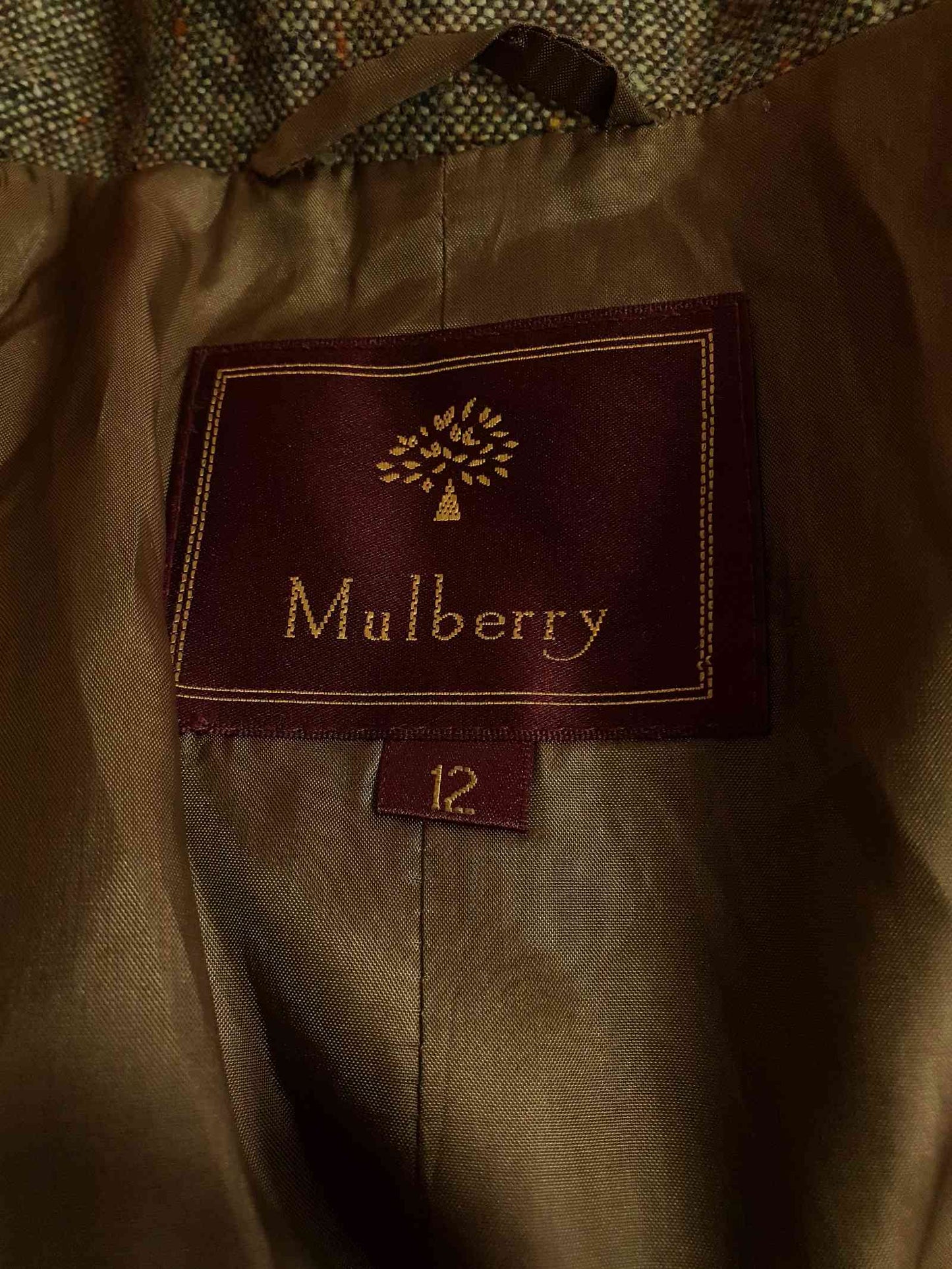 Vintage Mulberry Green Wool Jacket Size 12/14 1990s Oversize Equestrian