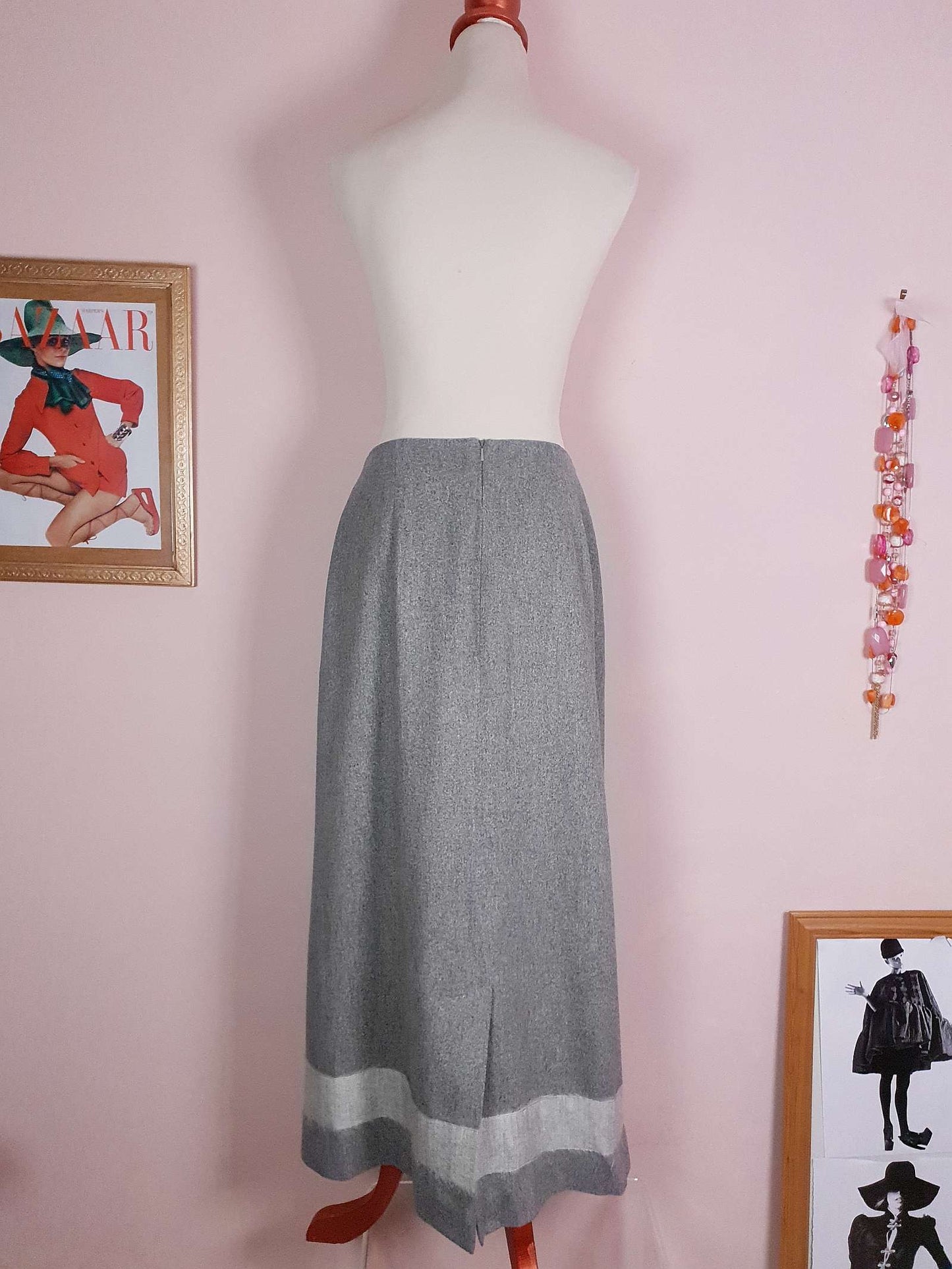 Vintage Mulberry Grey Silk & Wool Skirt - Size 12 - English Classics