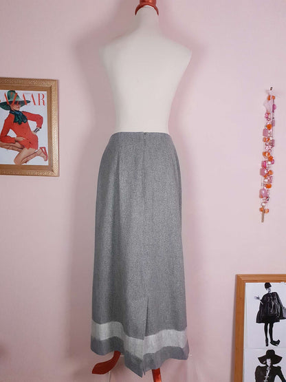 Vintage Mulberry Grey Silk & Wool Skirt - Size 12 - English Classics