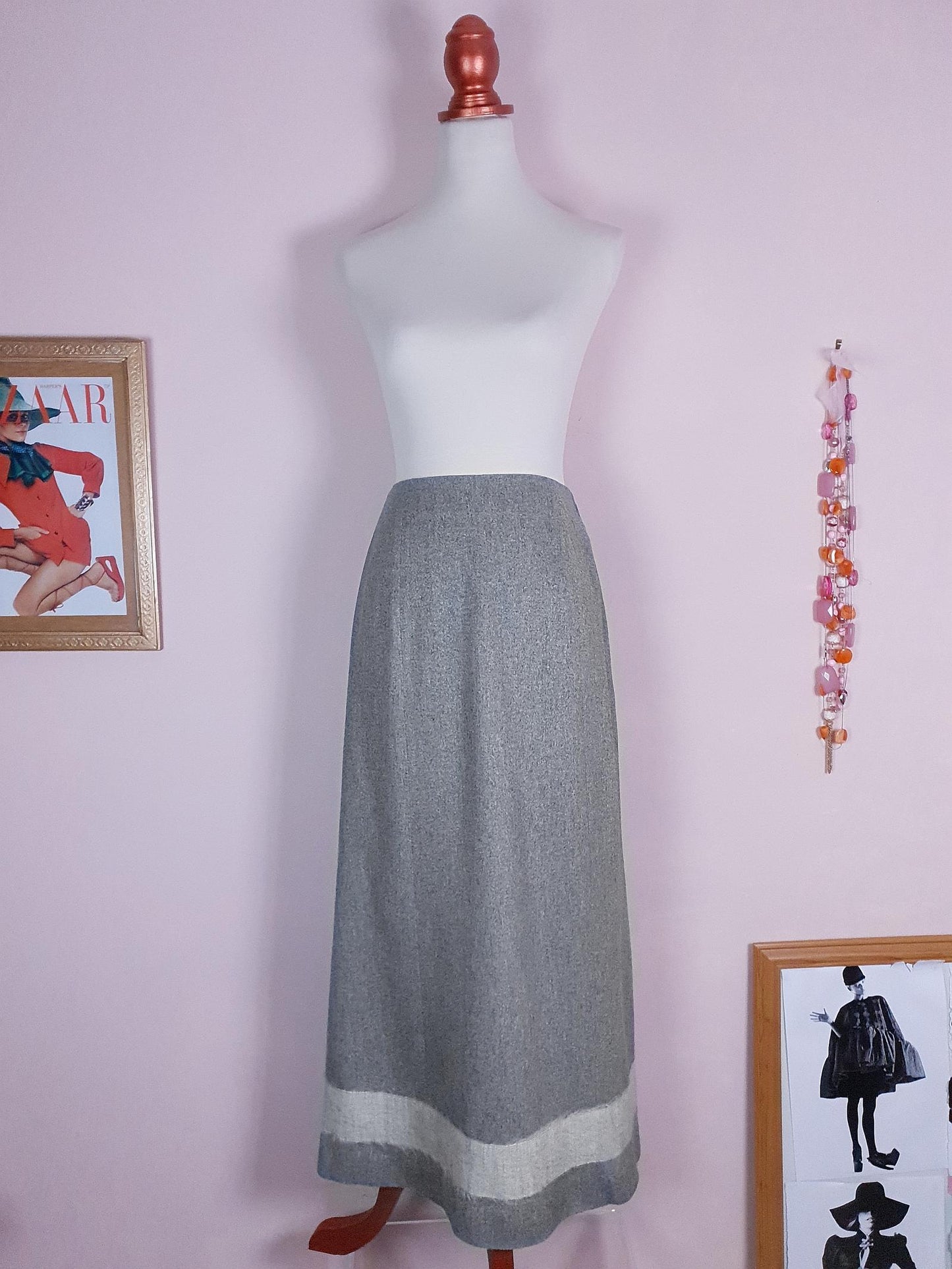 Vintage Mulberry Grey Silk & Wool Skirt - Size 12 - English Classics