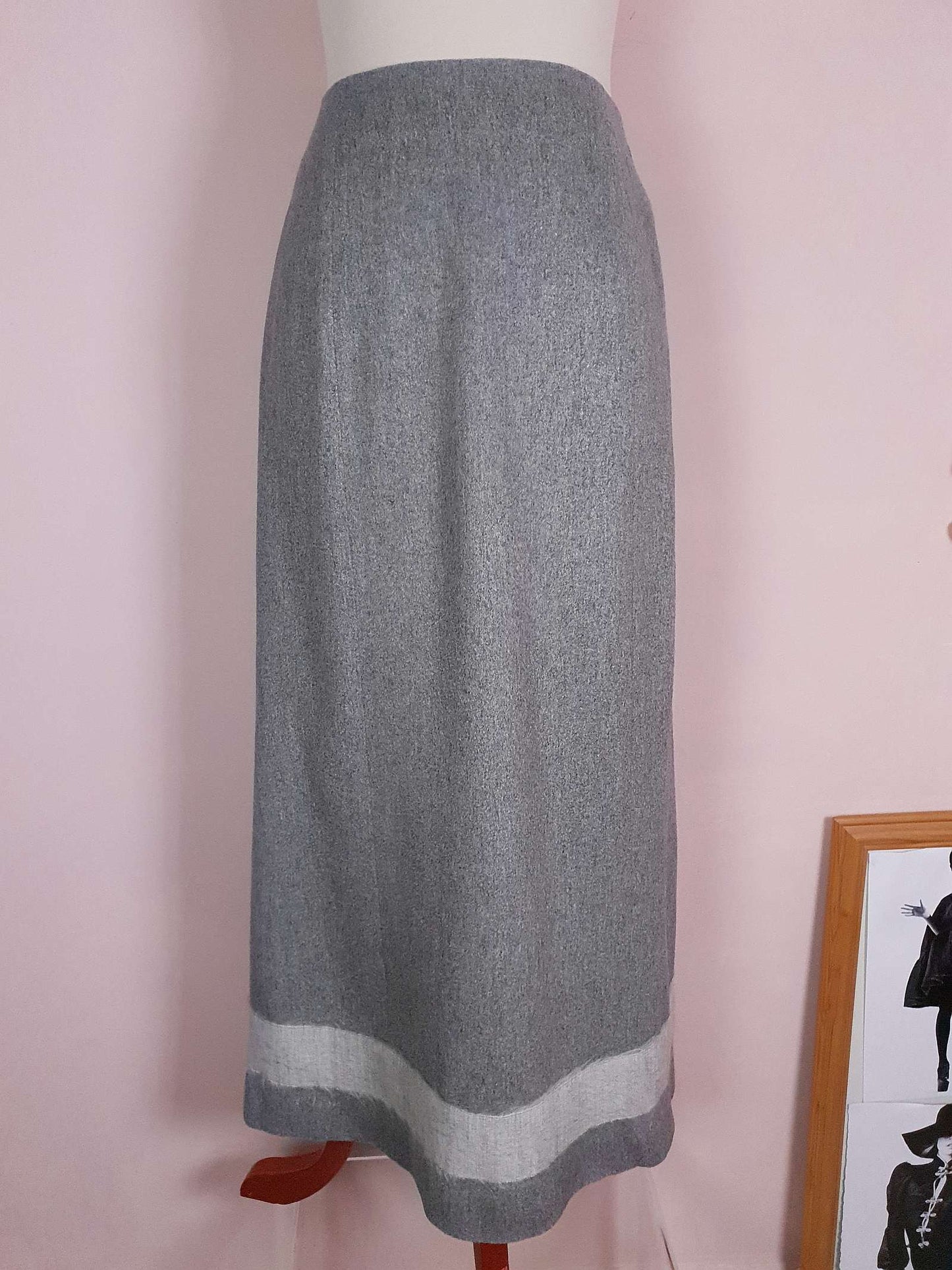 Vintage Mulberry Grey Silk & Wool Skirt - Size 12 - English Classics