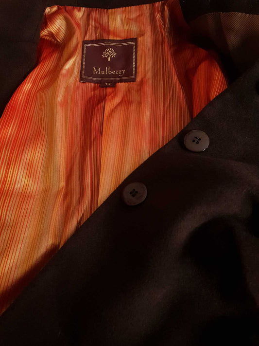 Vintage 1990s Mulberry Brown Wool Jacket Cashmere Angora Size 14