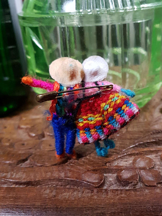 Vintage South American Doll Brooch Pin Couple Figures