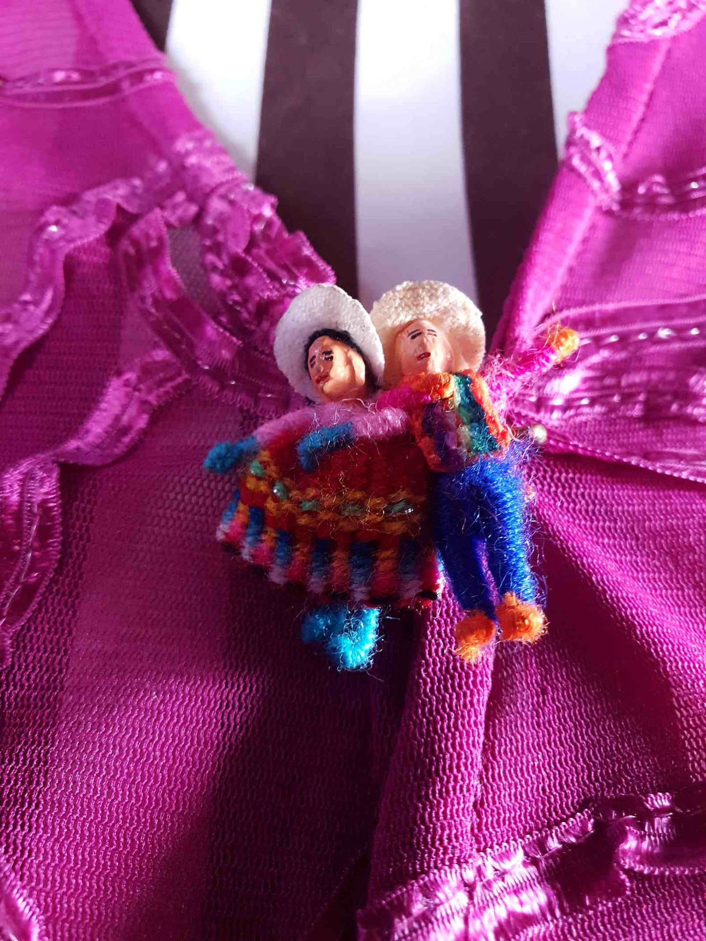 Vintage South American Dancing Worry Dolls Brooch Pin Peruvian