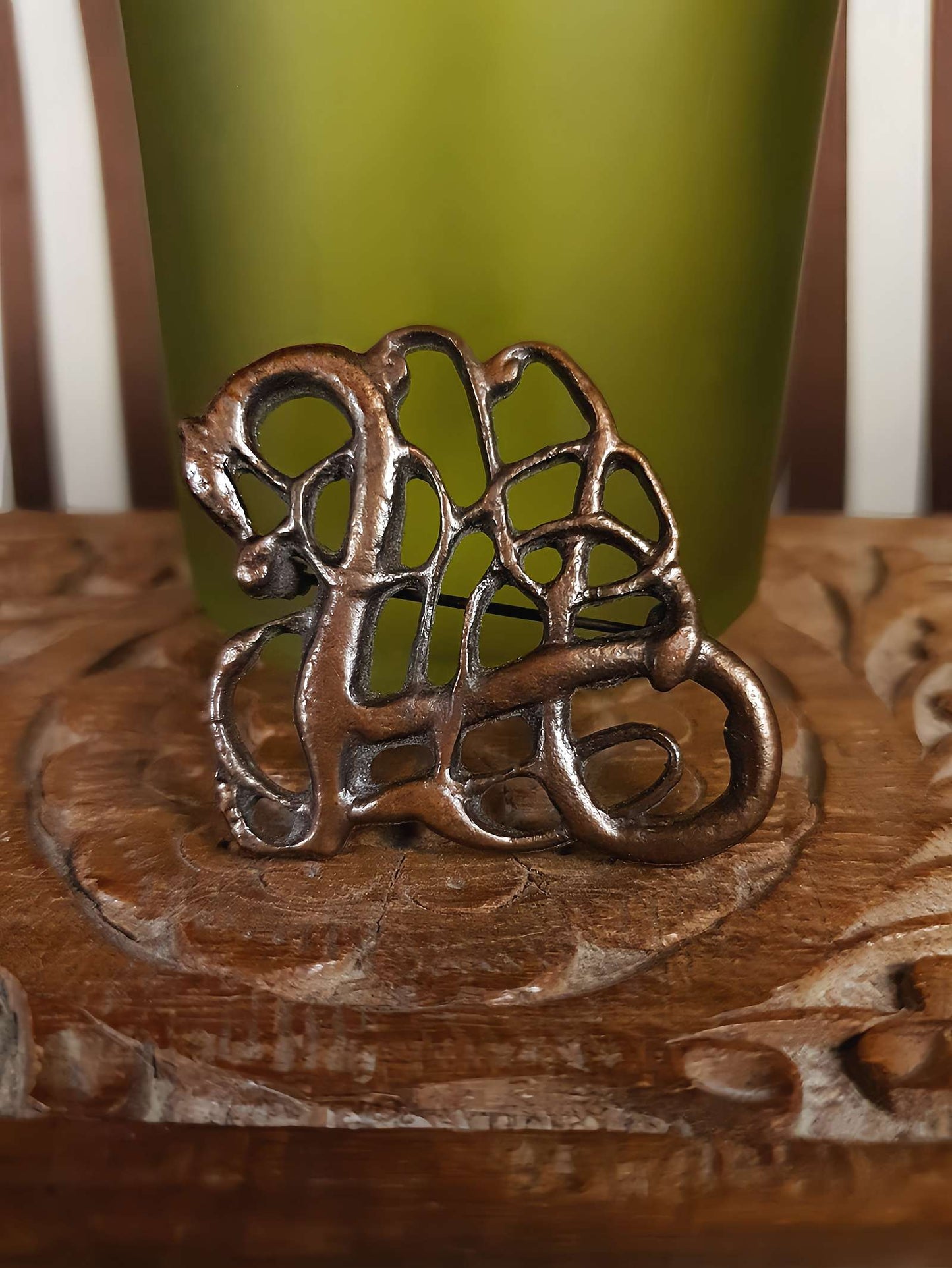 Vintage 1970s Viking Dragon Copper Brooch VTG Scandi Bronze British Museum Signed