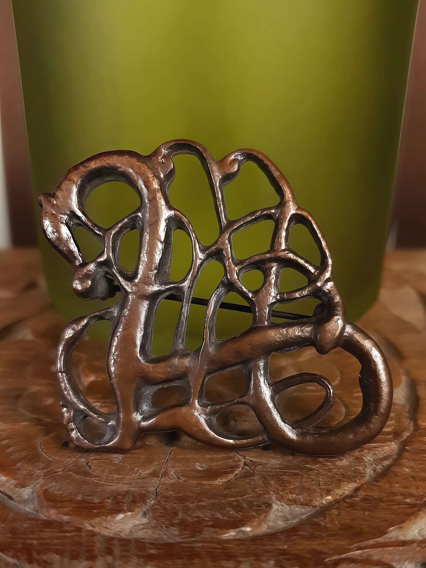 Vintage 1970s Viking Dragon Copper Brooch VTG Scandi Bronze British Museum Signed