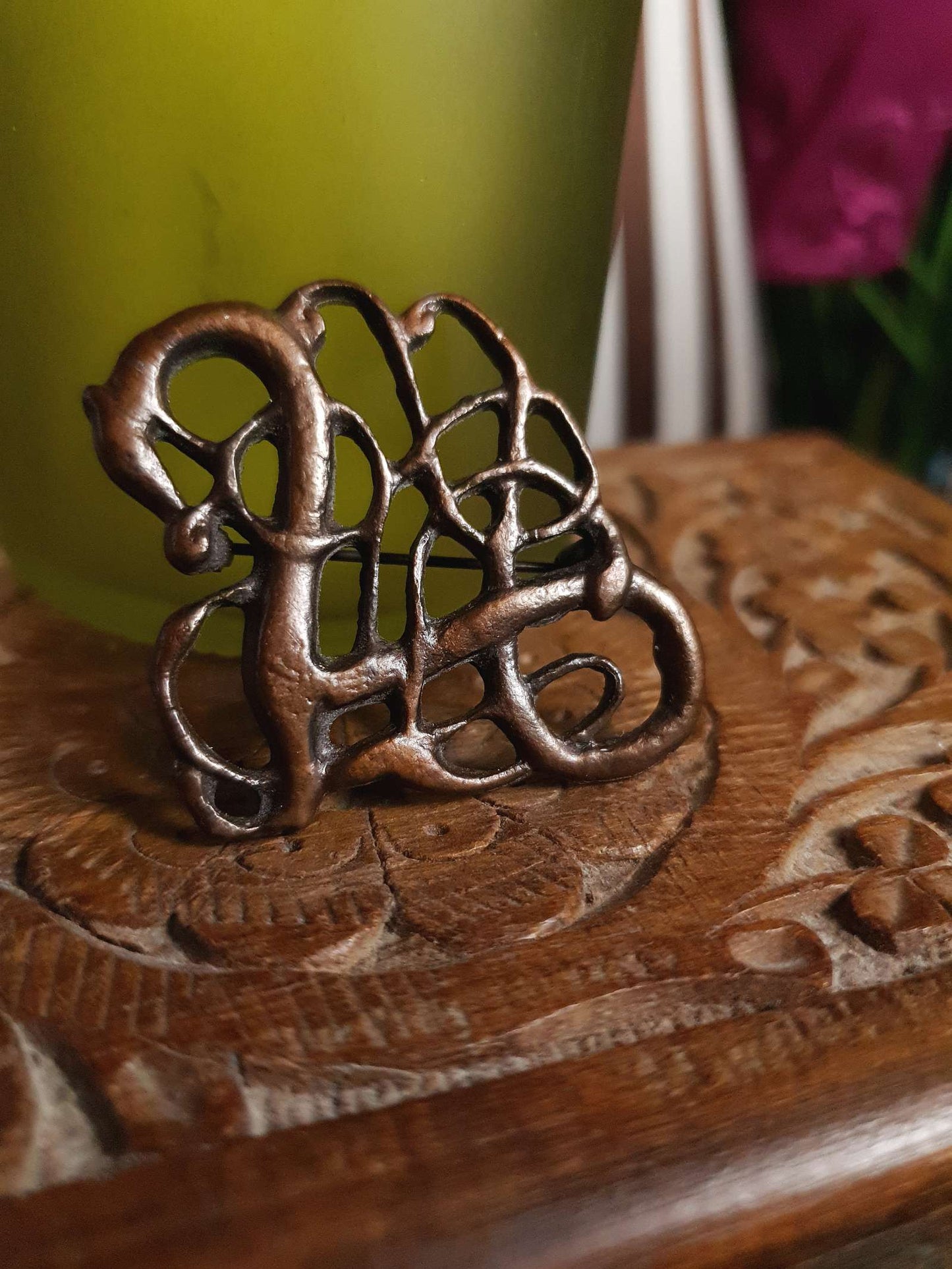 Vintage 1970s Viking Dragon Copper Brooch VTG Scandi Bronze British Museum Signed