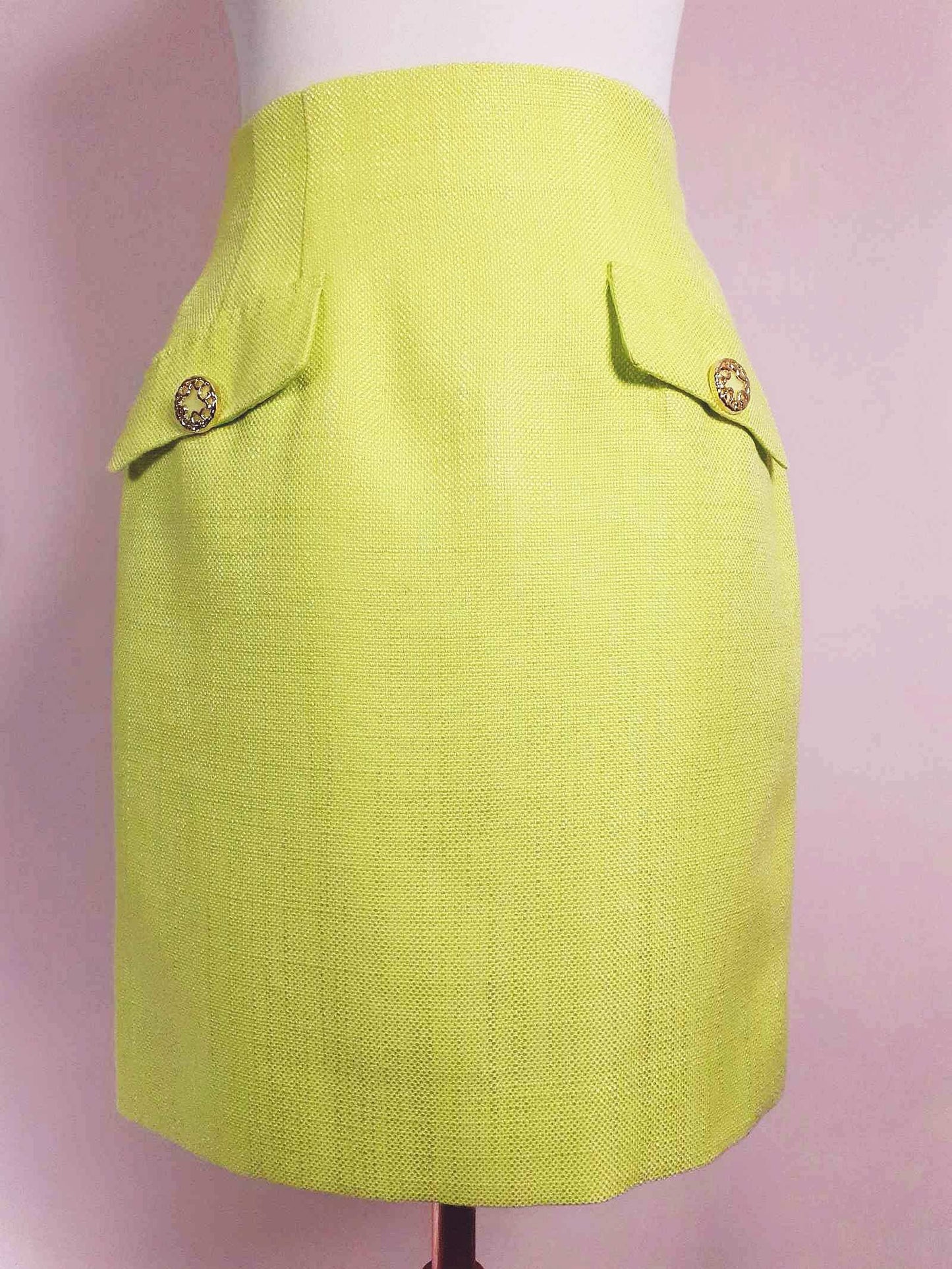 Vintage 1980s Lime Green Mini Skirt - Size 6