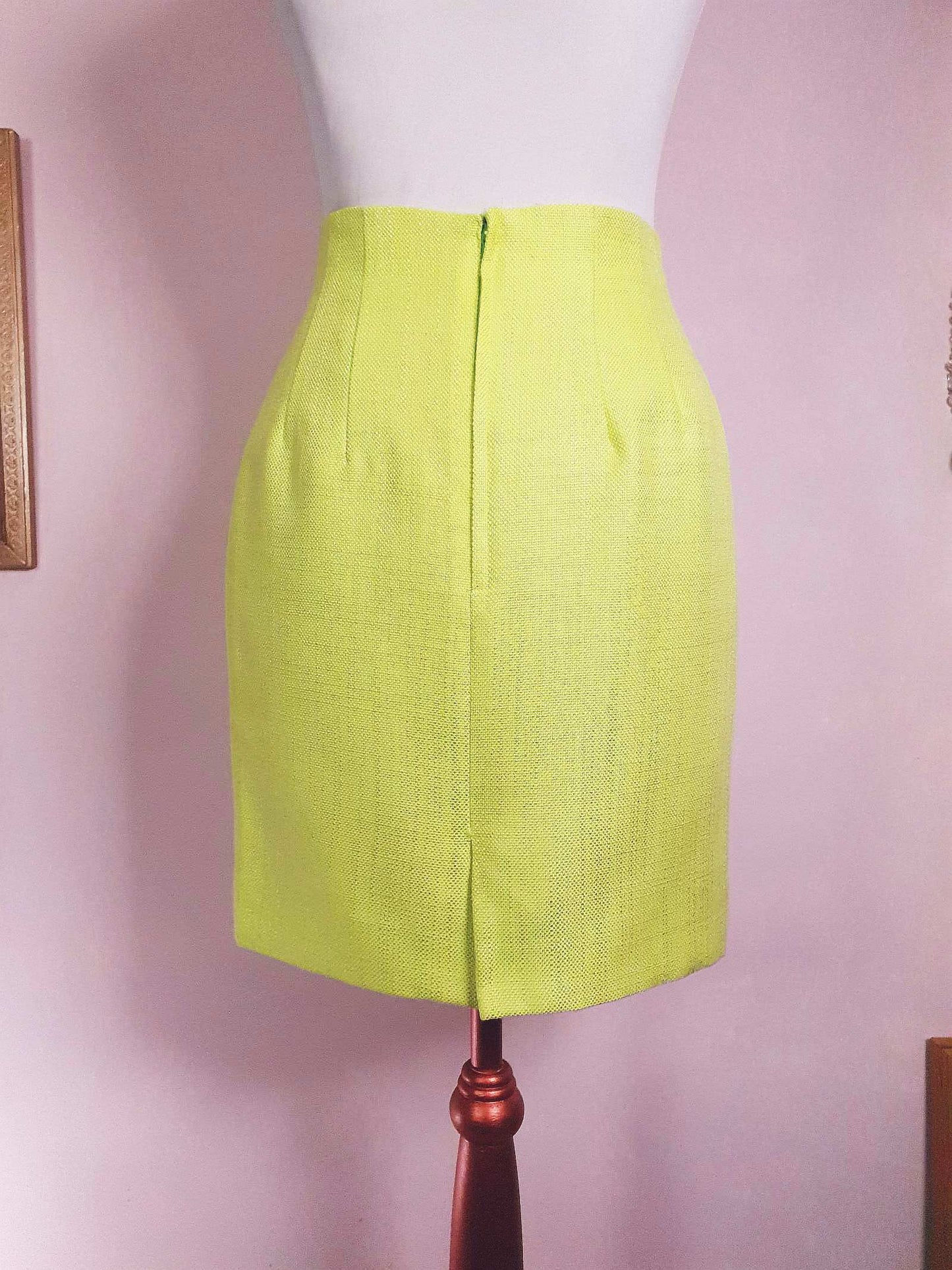 Vintage 1980s Lime Green Mini Skirt - Size 6