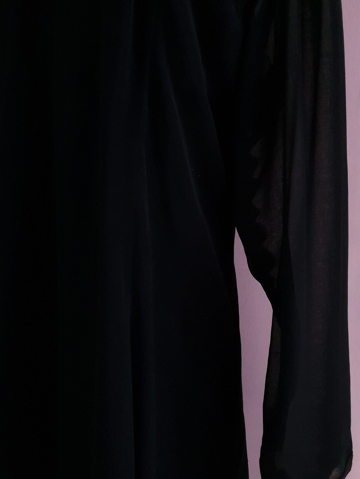 Vintage Black Chiffon Maxi Dress 1980s- Size 18/20 Pearls