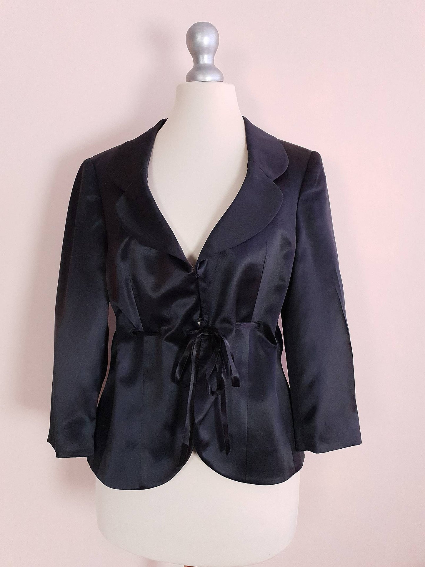 Vintage Black Silk Jacket Size 12 Evening Party