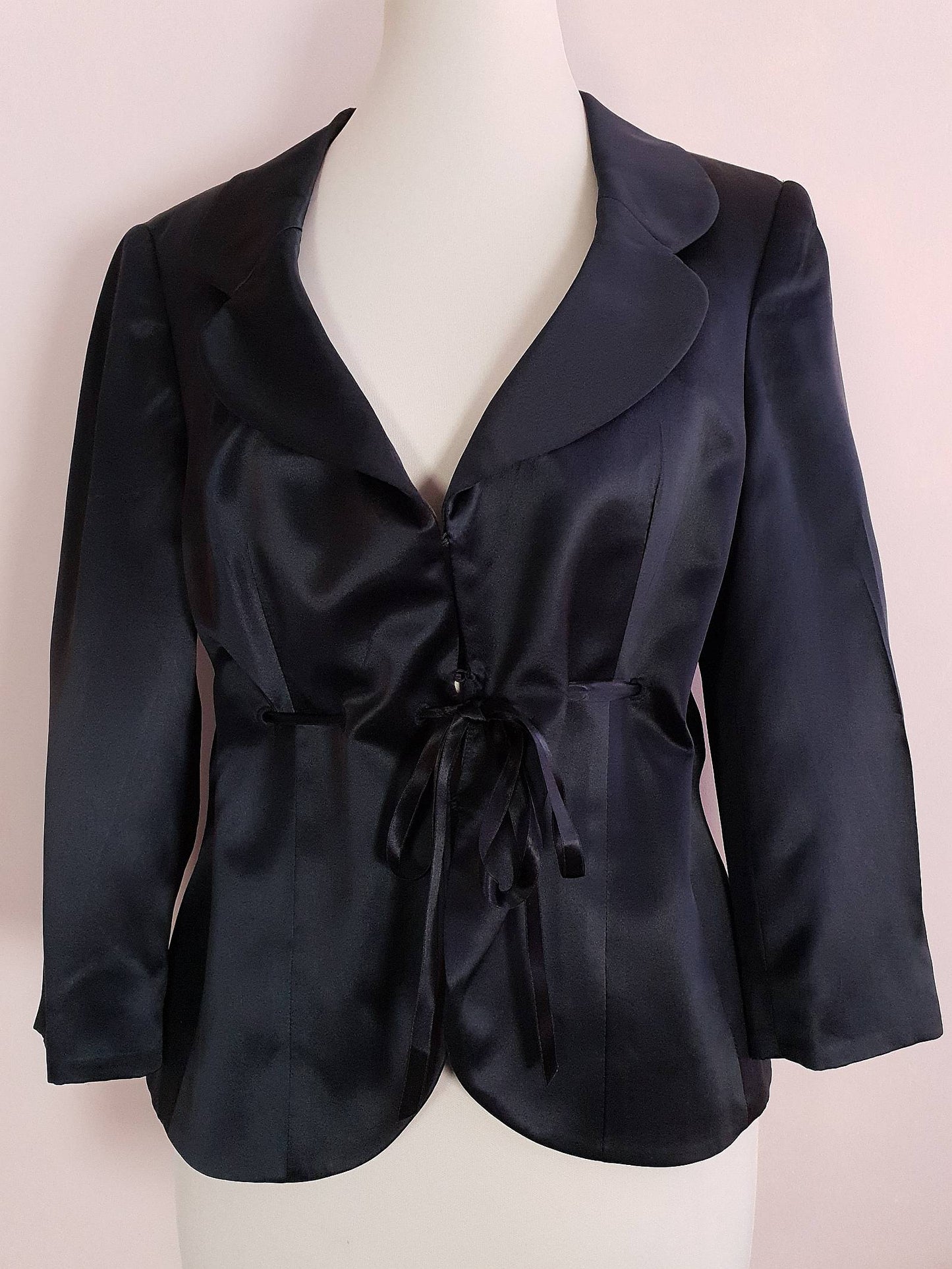 Vintage Black Silk Jacket Size 12 Evening Party