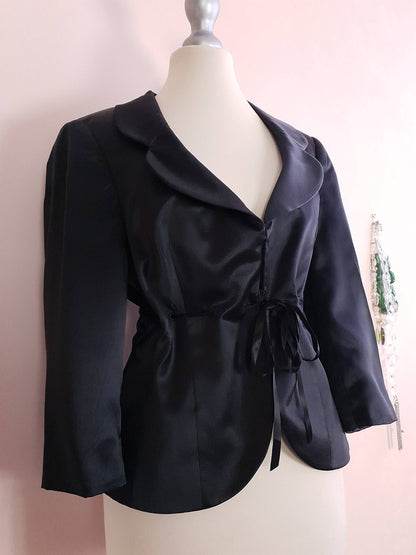 Vintage Black Silk Jacket Size 12 Evening Party