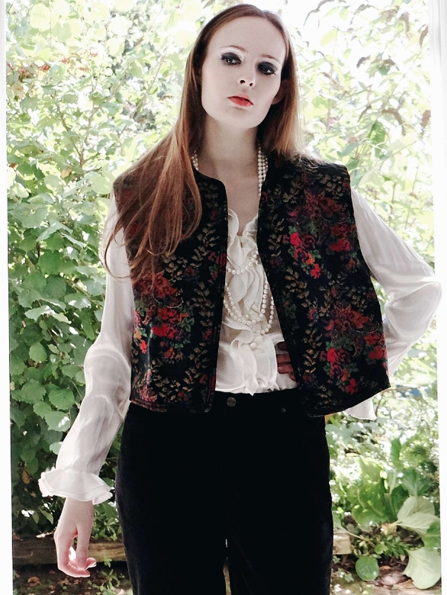 1980s Vintage Jaeger Paisley & Rose Waistcoat - English Classics Size 14