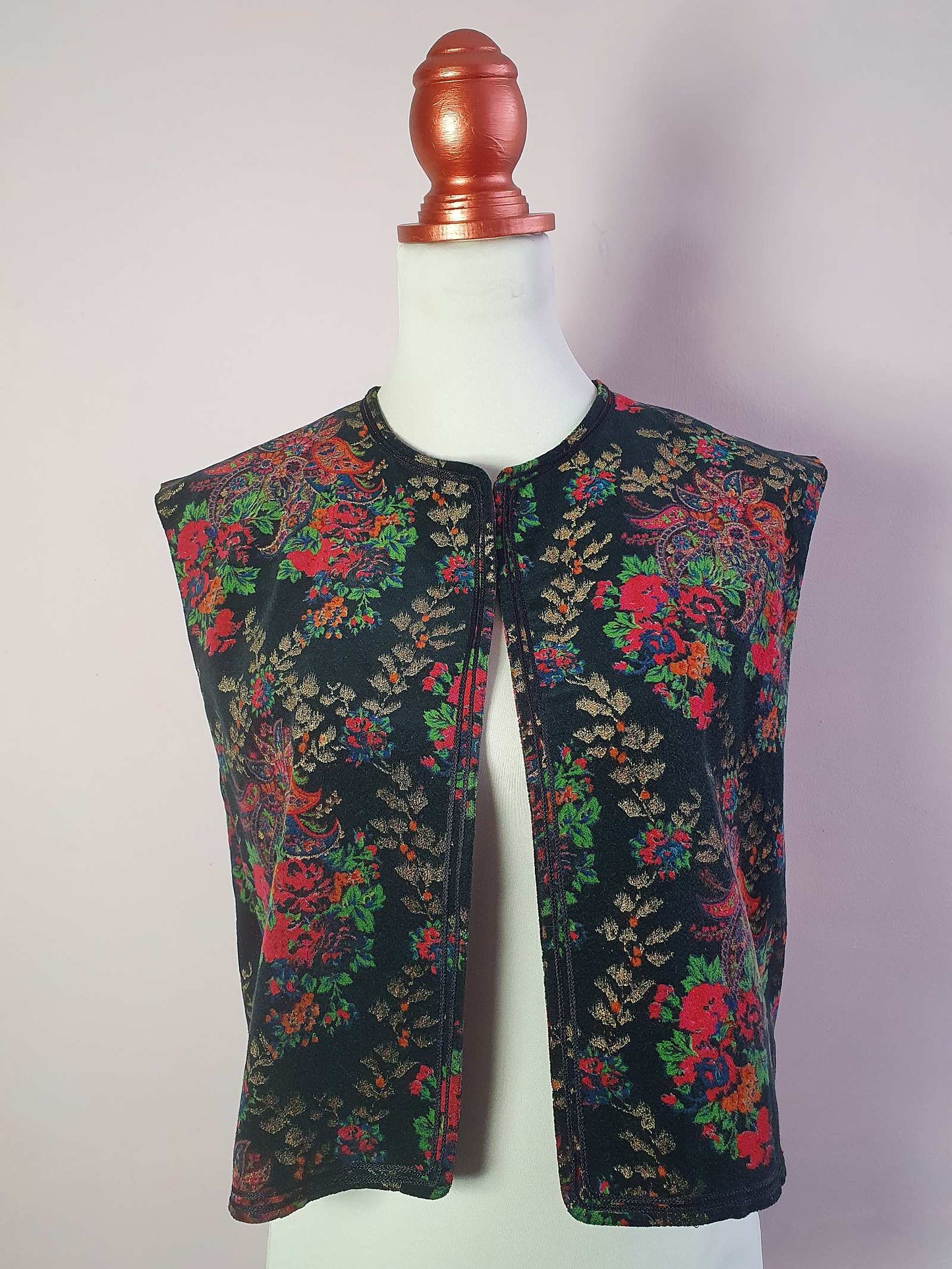 1980s Vintage Jaeger Paisley & Rose Waistcoat - English Classics Size 14