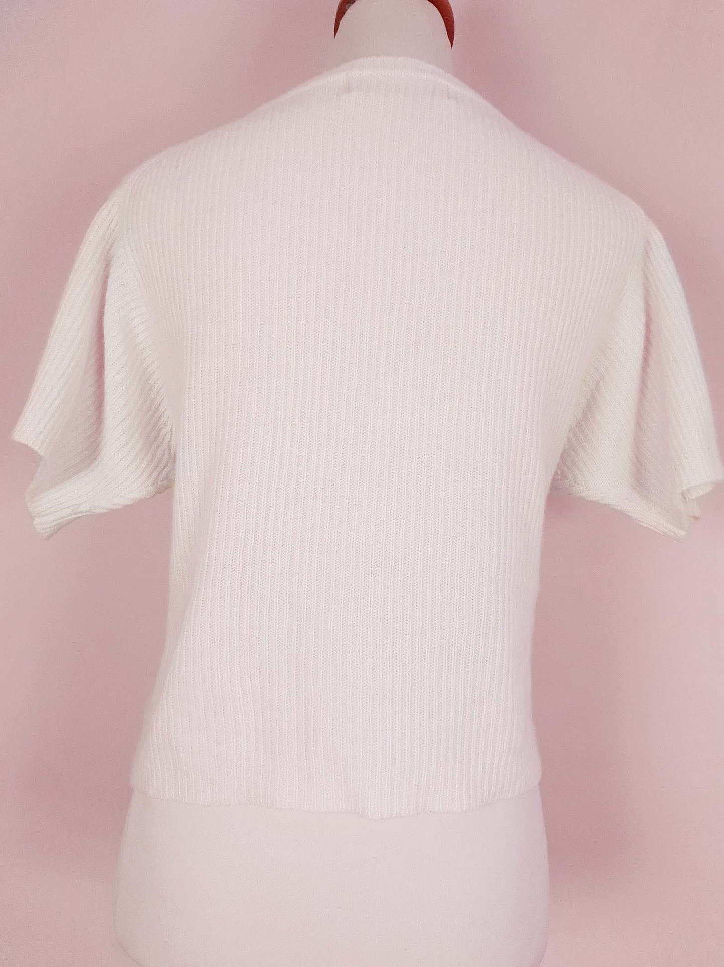 Vintage Cream Lambswool Angora Jumper Pullover Knit Top Size 10/12