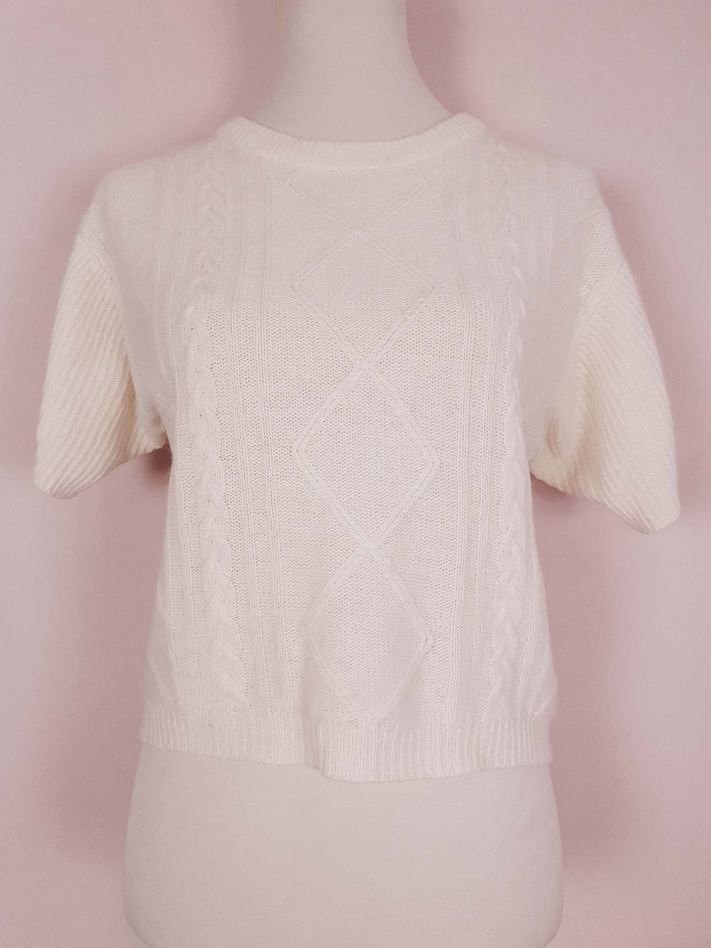 Vintage Cream Lambswool Angora Jumper Pullover Knit Top Size 10/12