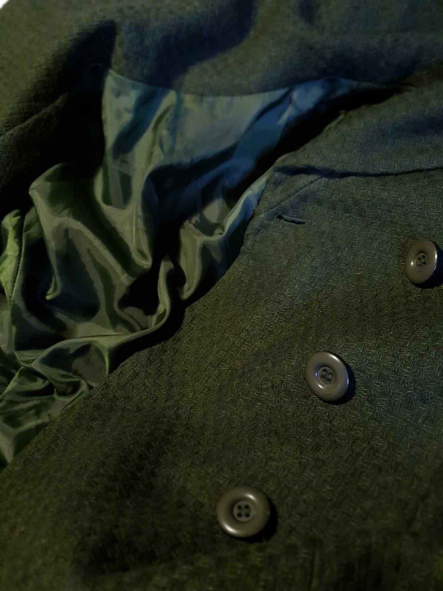 Vintage 90s Green Wool Jacket - Women's Size 12/14 50s style