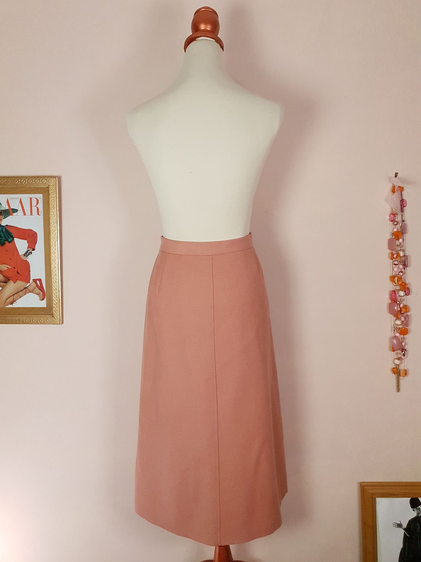 Vintage Jaeger Pink Wool Skirt 1980s - Size 16 - English Classics
