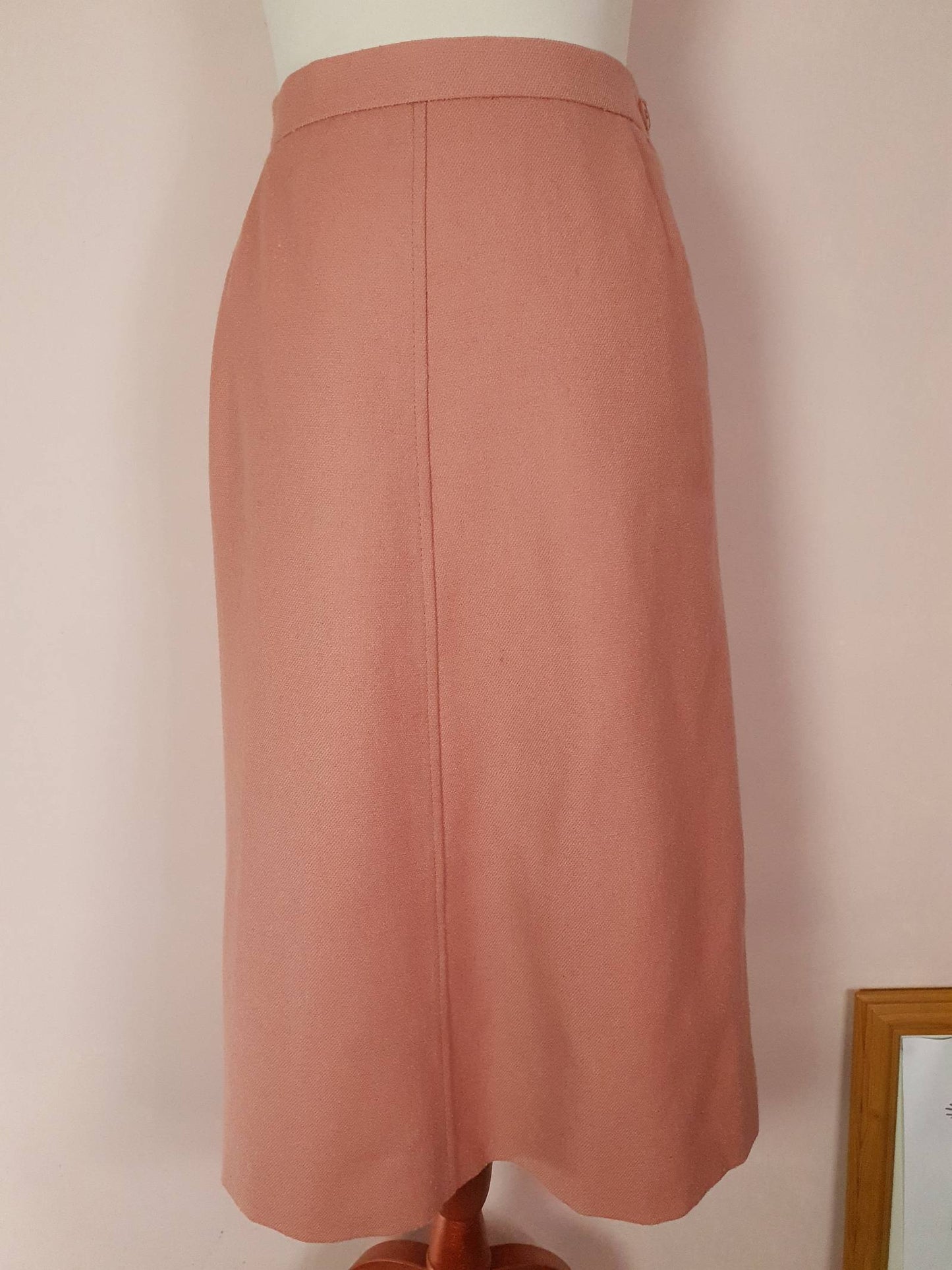 Vintage Jaeger Pink Wool Skirt 1980s - Size 16 - English Classics