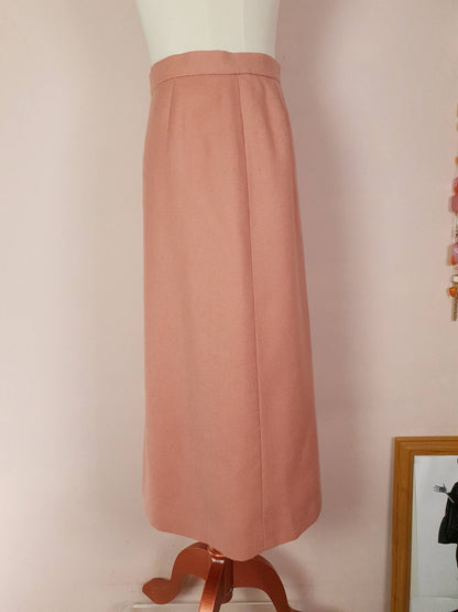 Vintage Jaeger Pink Wool Skirt 1980s - Size 16 - English Classics