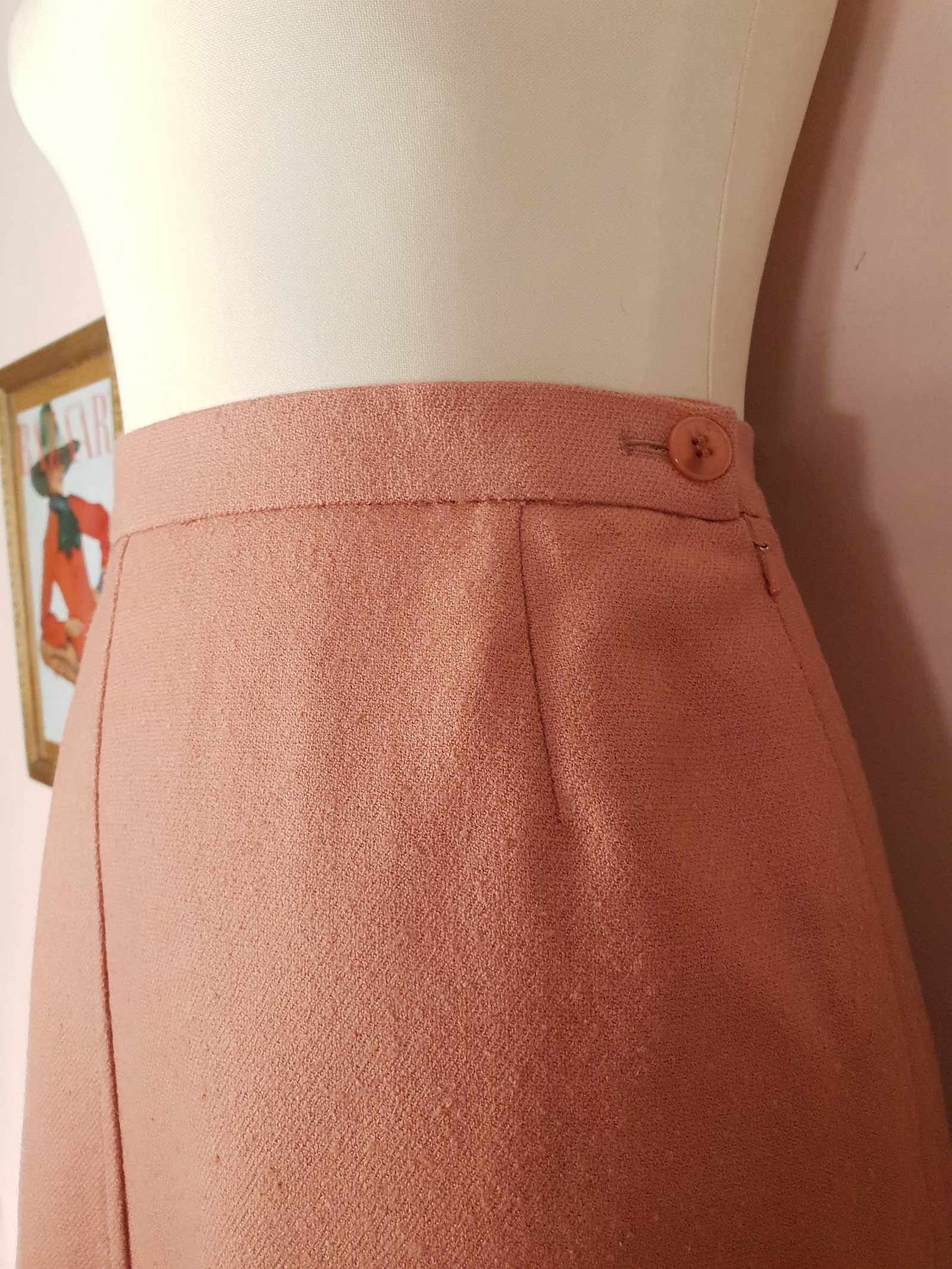 Vintage Jaeger Pink Wool Skirt 1980s - Size 16 - English Classics