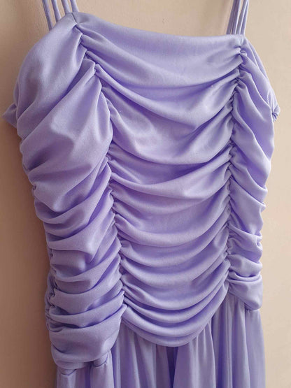 Vintage 1970s Lilac Midi Dress - Party Size 12 Fit & Flare