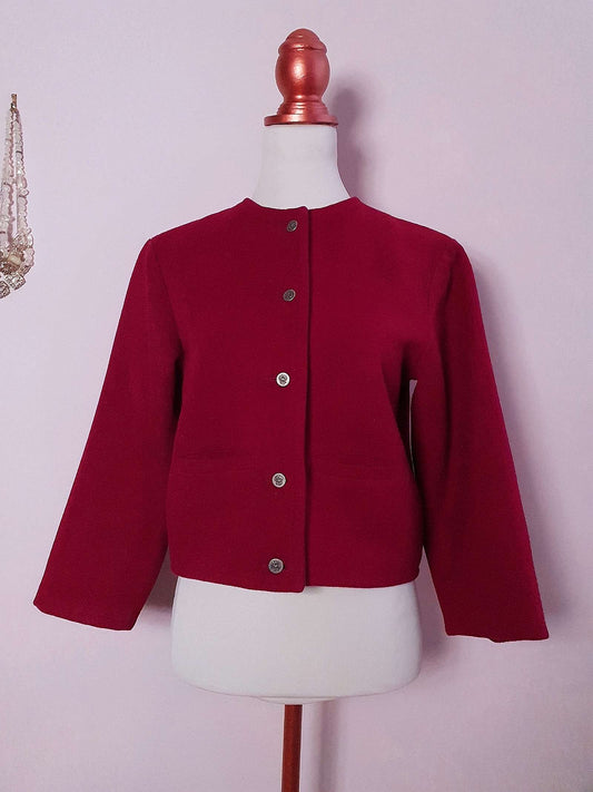 Vintage Red Wool Jacket - Size 12