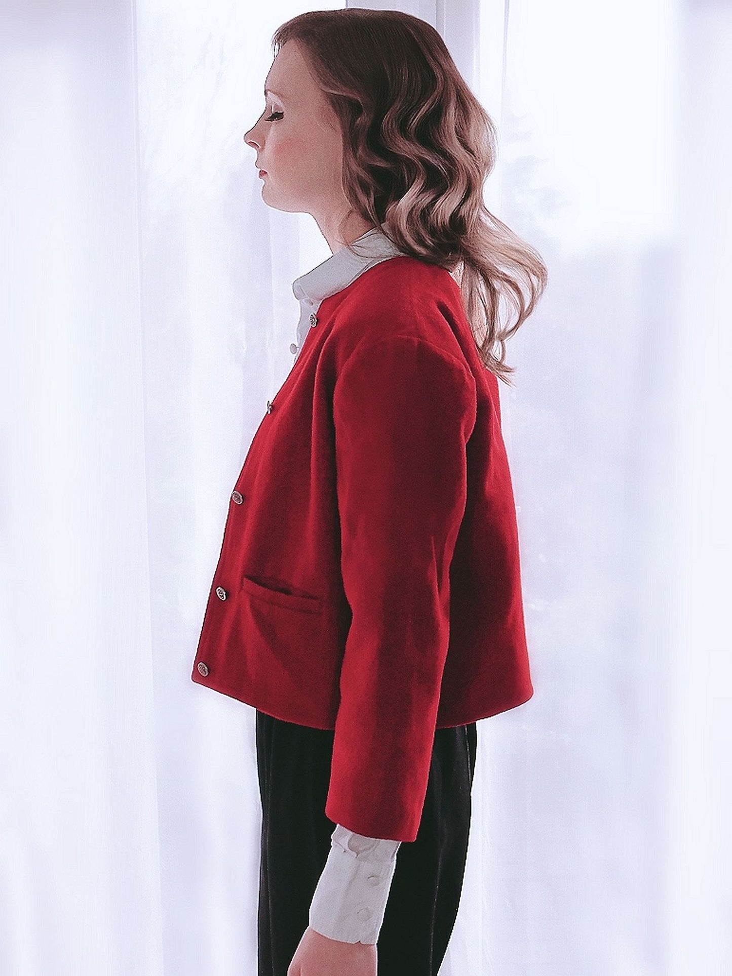 Vintage Red Wool Jacket - Size 12