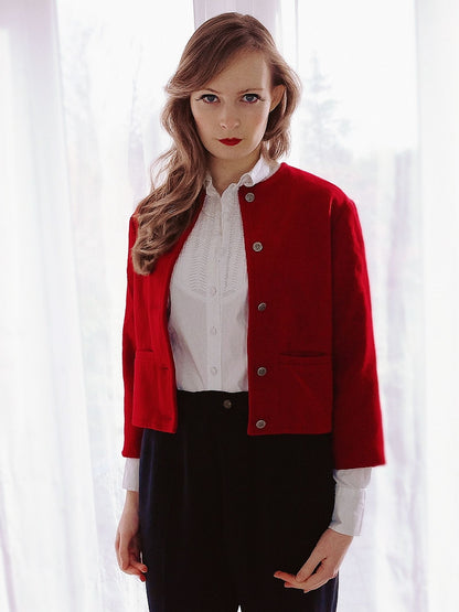 Vintage Red Wool Jacket - Size 12