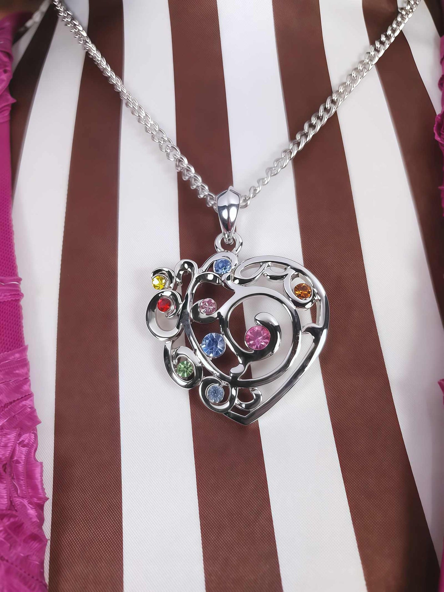 Vintage Filigree Rhinestone Heart Boho Pendant Necklace