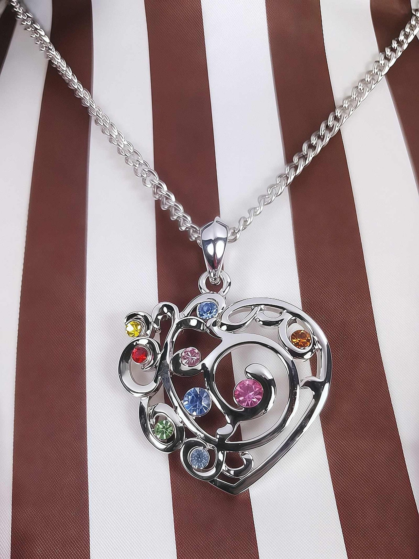 Vintage Filigree Rhinestone Heart Boho Pendant Necklace