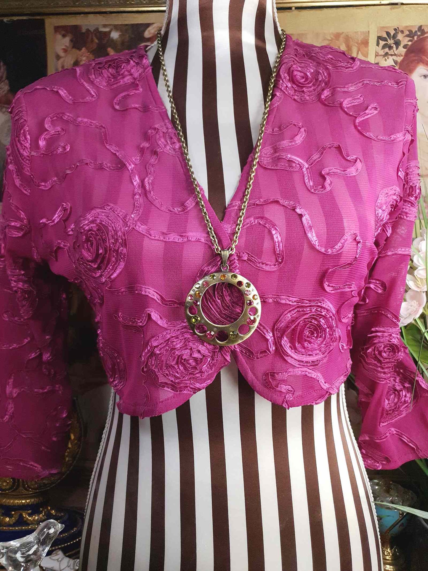 Vintage Boho Rhinestone Pendant Necklace Y2K Bohemian