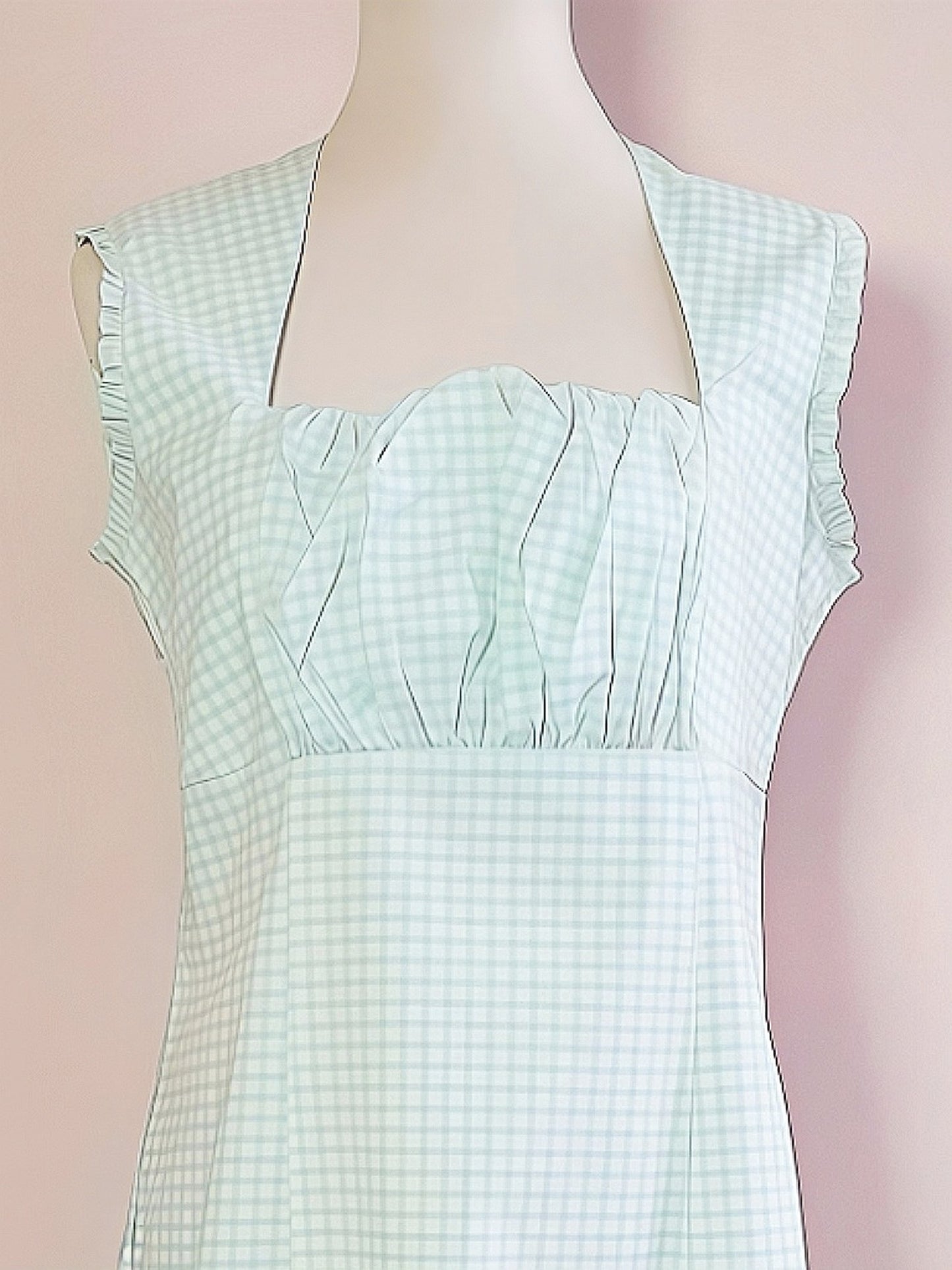 90s Vintage Check Turquoise Day Tea Dress Gingham Midi Aqua Blue - Size 14