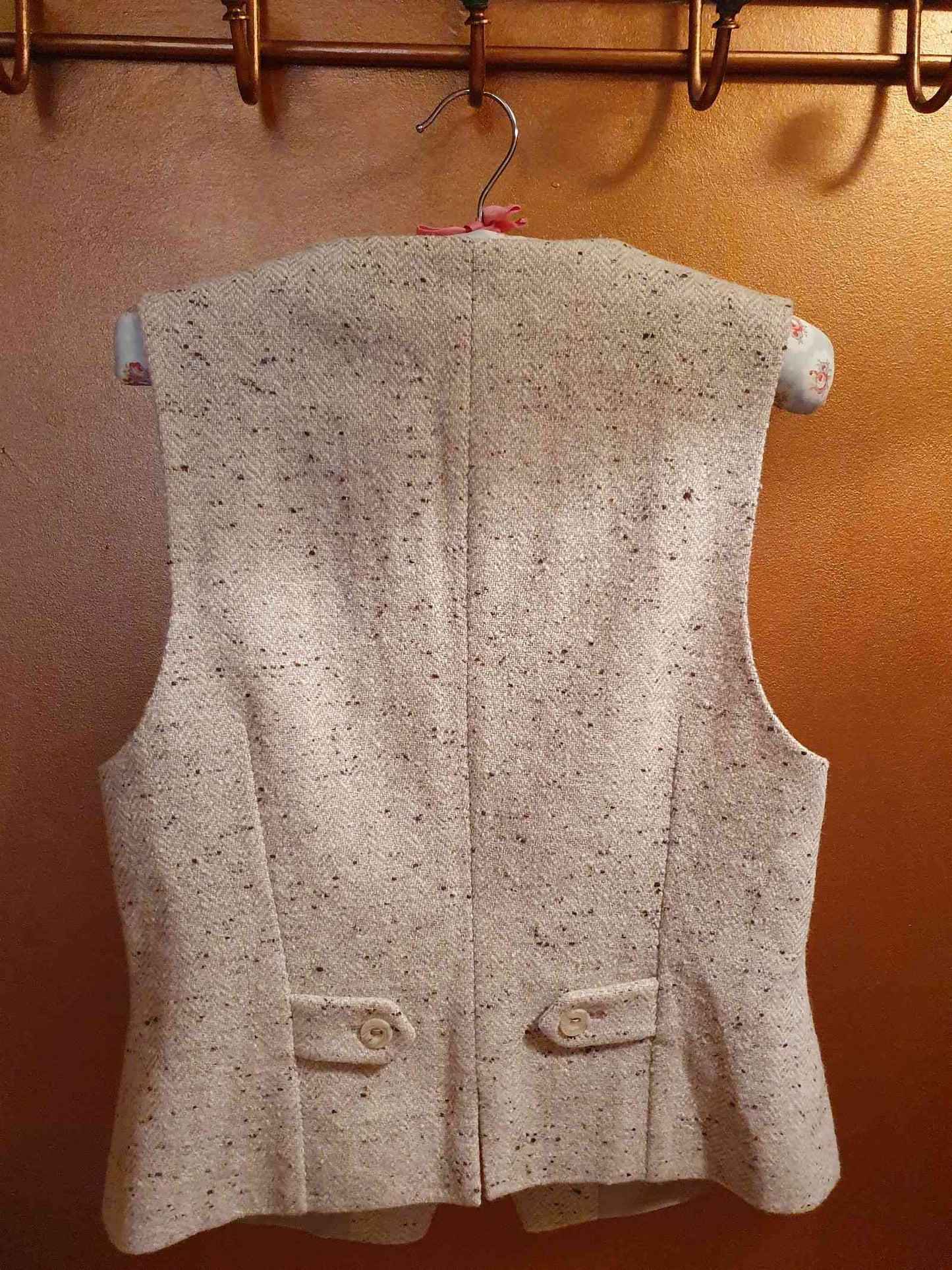 Vintage 1990s Oatmeal Wool Waistcoat Vest - Size 10