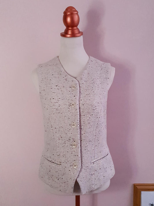 Vintage 1990s Oatmeal Wool Waistcoat Vest - Size 10