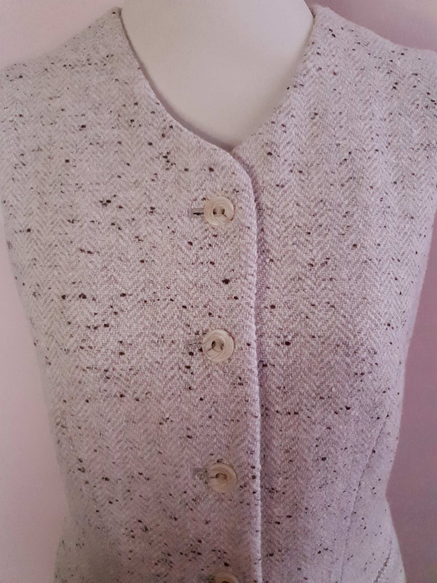 Vintage 1990s Oatmeal Wool Waistcoat Vest - Size 10