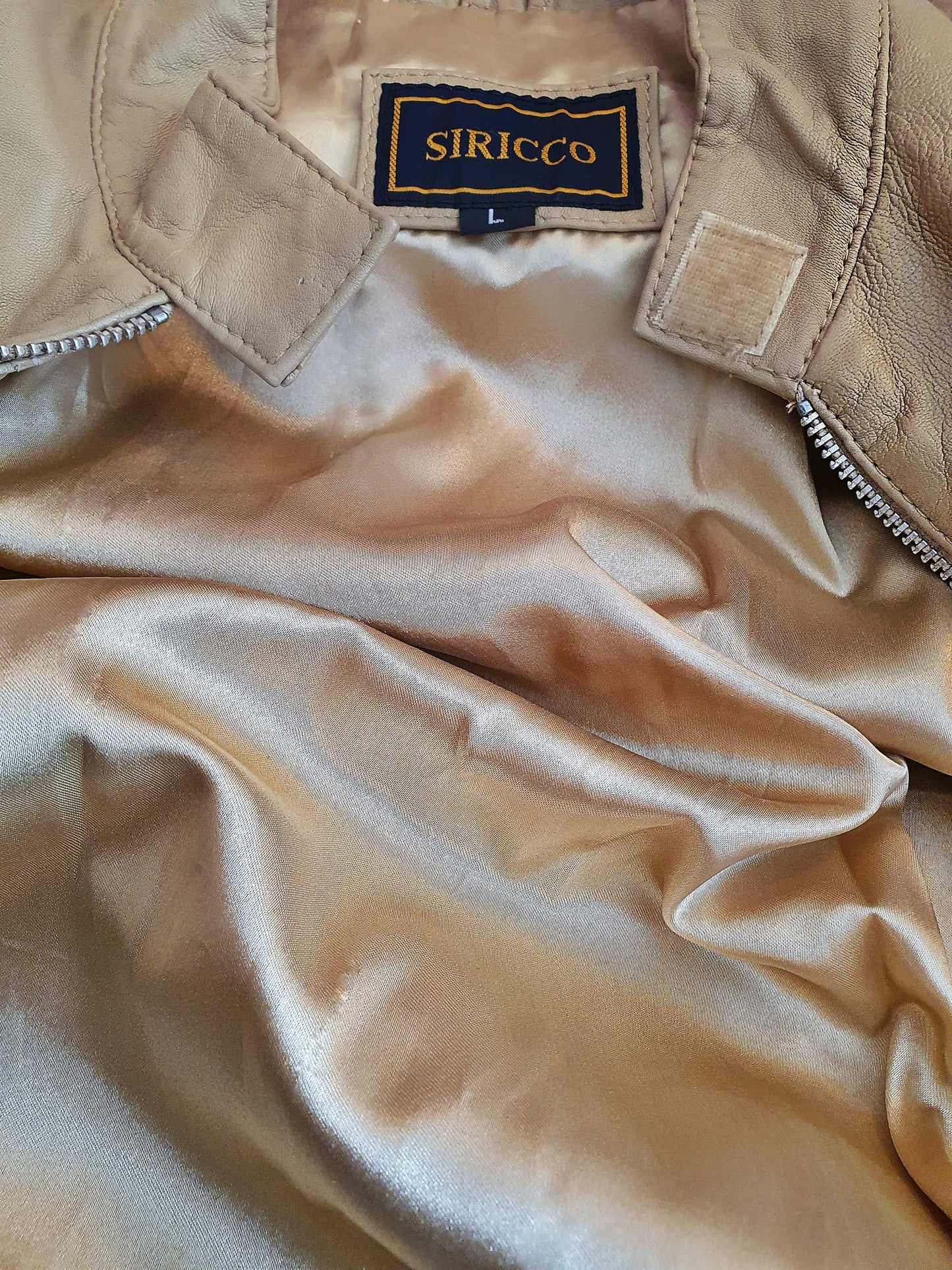 Vintage 90s Tan Leather Jacket Ladies Size 14 Retro