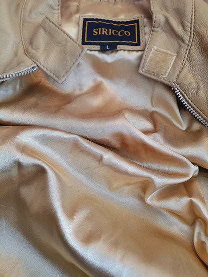 Vintage 90s Tan Leather Jacket Ladies Size 14 Retro
