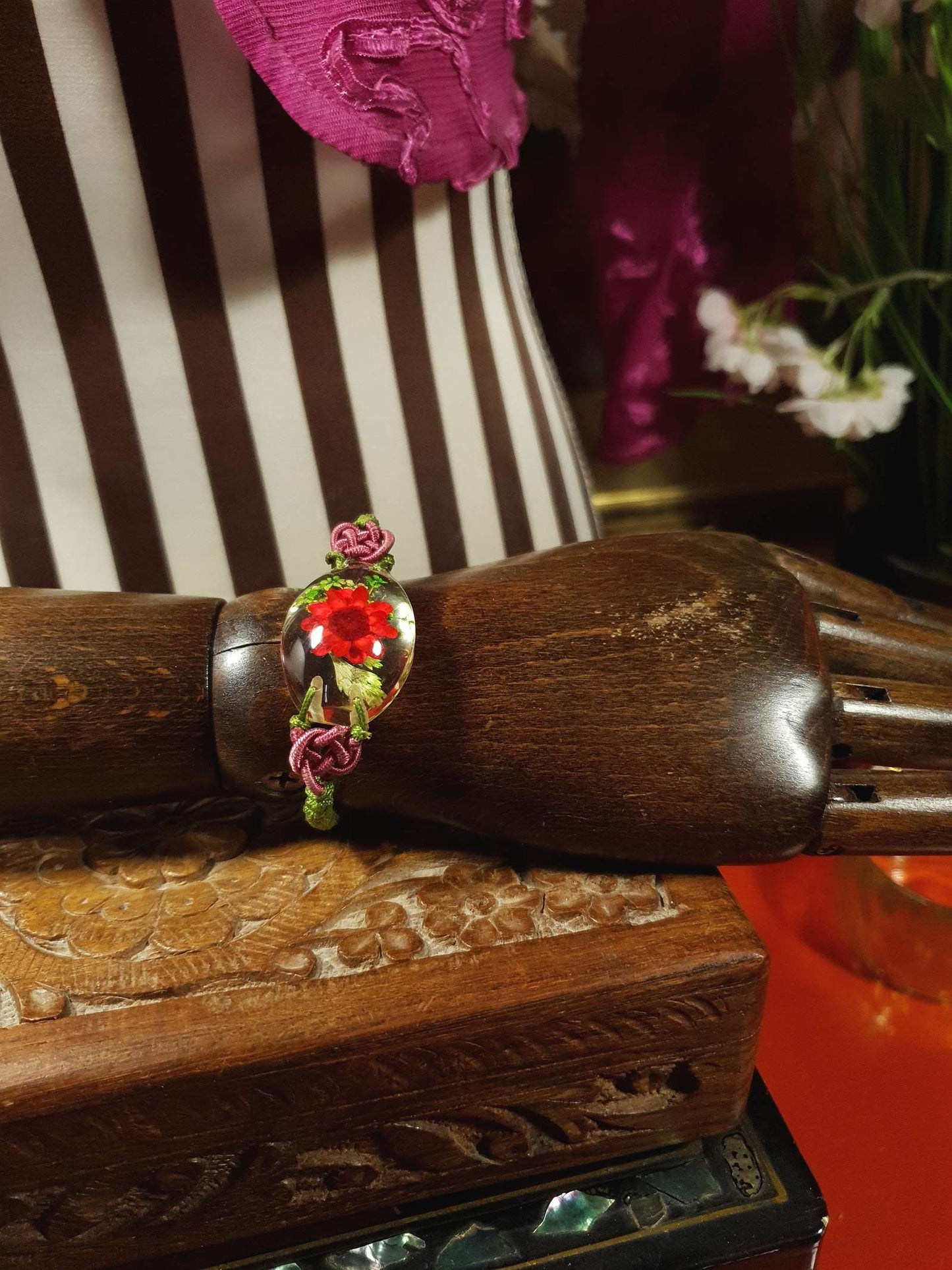 Vintage Lucite Floral Boho Bracelet Bohemian Flower